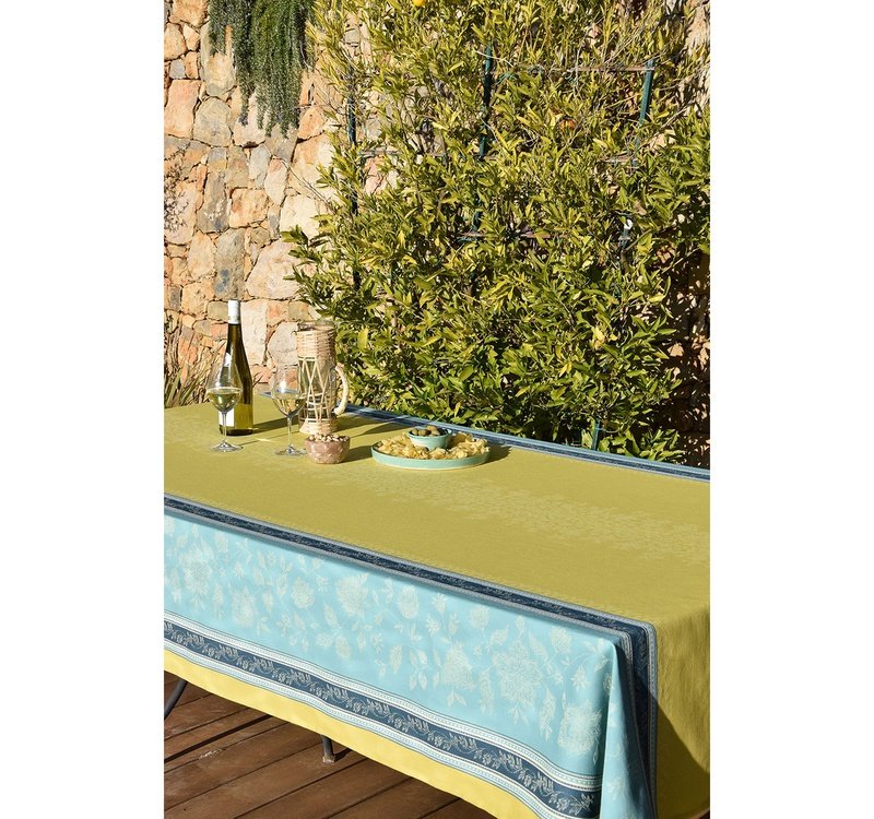Ramatuelle Absinthe Teflon-Coated Jacquard Tablecloth