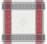 Vars Grey/Red Teflon-Coated Jacquard Tablecloth