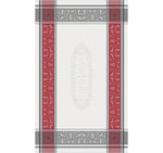 Vars Grey/Red Teflon-Coated Jacquard Tablecloth