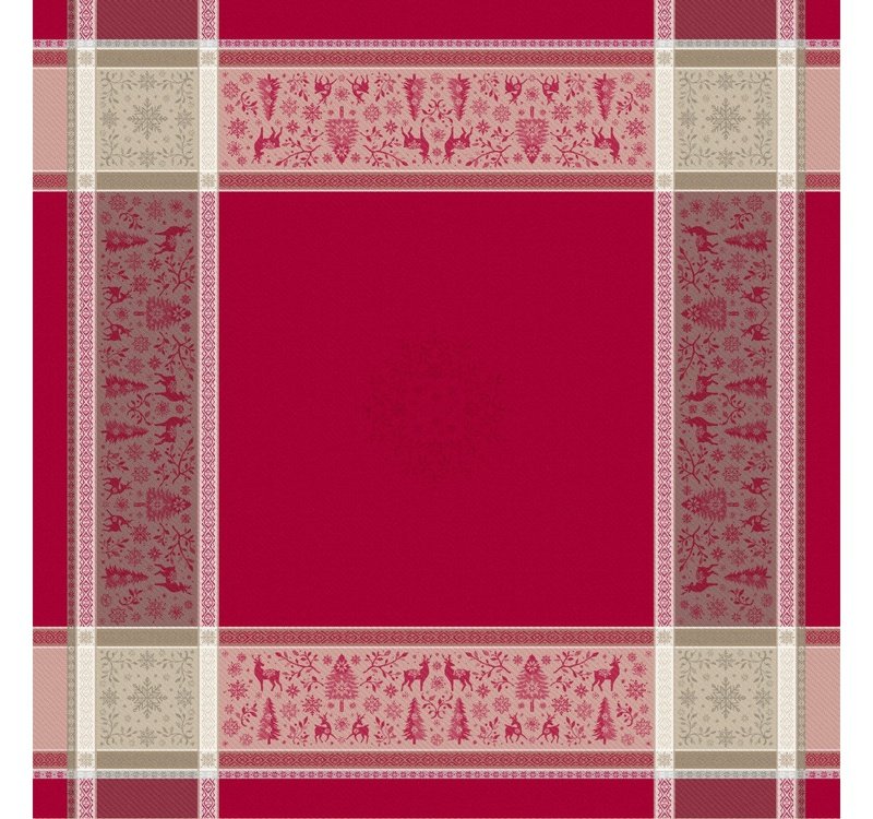 Vars Cardinal (red) Teflon-Coated Jacquard Tablecloth