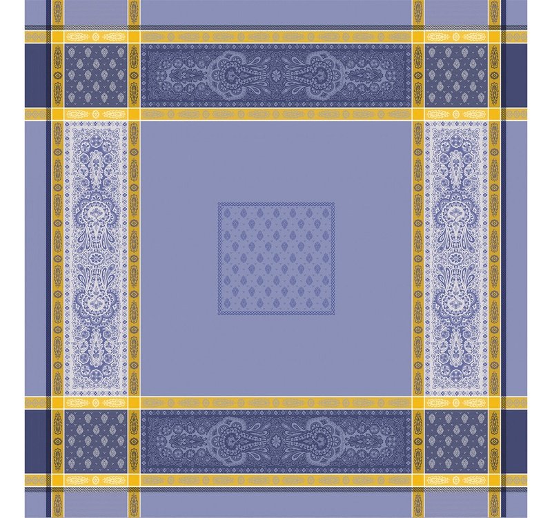 Vaucluse Blue Teflon-Coated Jacquard Tablecloth