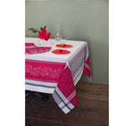 Olivia Red/Grey Teflon-Coated Jacquard Tablecloth
